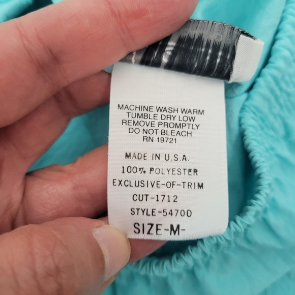 Vintage 80's teal and white 2 piece summer outfit size medium - Picture 9 of 9